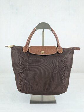 Longchamp Le Pliage Tote Bag Brown Nylon Leather | Used | Fast Ship |